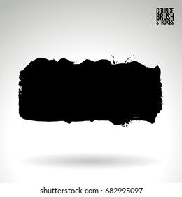 Black brush stroke and texture. Grunge vector abstract hand - painted element. Underline and border design.