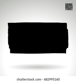 Black brush stroke and texture. Grunge vector abstract hand - painted element. Underline and border design.