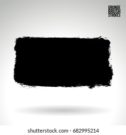 Black brush stroke and texture. Grunge vector abstract hand - painted element. Underline and border design.