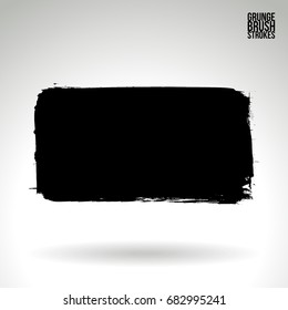Black brush stroke and texture. Grunge vector abstract hand - painted element. Underline and border design.