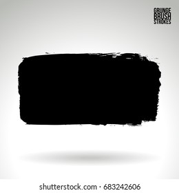 Black brush stroke and texture. Grunge vector abstract hand - painted element. Underline and border design.