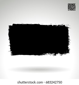 Black brush stroke and texture. Grunge vector abstract hand - painted element. Underline and border design.