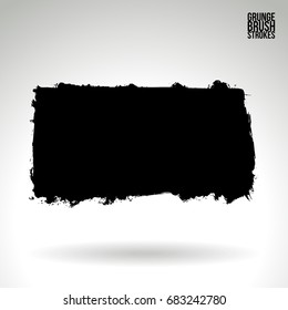 Black brush stroke and texture. Grunge vector abstract hand - painted element. Underline and border design.