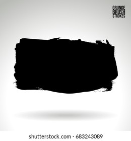 Black brush stroke and texture. Grunge vector abstract hand - painted element. Underline and border design.
