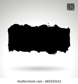 Black brush stroke and texture. Grunge vector abstract hand - painted element. Underline and border design.