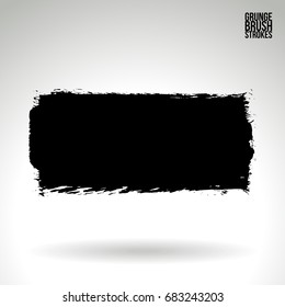 Black brush stroke and texture. Grunge vector abstract hand - painted element. Underline and border design.