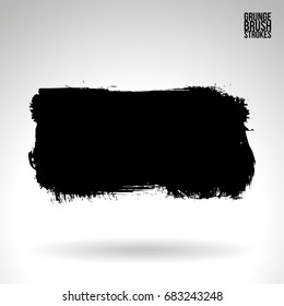 Black brush stroke and texture. Grunge vector abstract hand - painted element. Underline and border design.