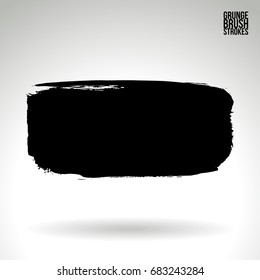 Black brush stroke and texture. Grunge vector abstract hand - painted element. Underline and border design.