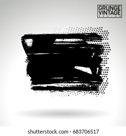 Black brush stroke and texture. Grunge vector abstract hand - painted element. Underline and border design.