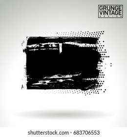Black brush stroke and texture. Grunge vector abstract hand - painted element. Underline and border design.