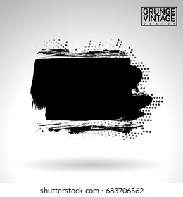 Black brush stroke and texture. Grunge vector abstract hand - painted element. Underline and border design.