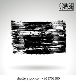 Black brush stroke and texture. Grunge vector abstract hand - painted element. Underline and border design.