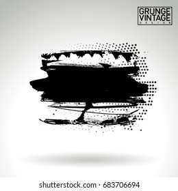 Black brush stroke and texture. Grunge vector abstract hand - painted element. Underline and border design.