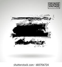 Black brush stroke and texture. Grunge vector abstract hand - painted element. Underline and border design.