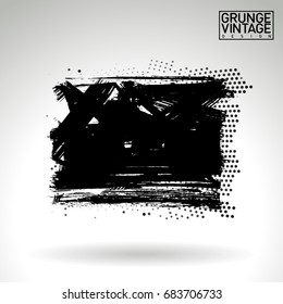 Black brush stroke and texture. Grunge vector abstract hand - painted element. Underline and border design.