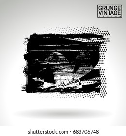Black brush stroke and texture. Grunge vector abstract hand - painted element. Underline and border design.