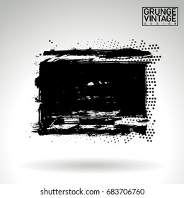Black brush stroke and texture. Grunge vector abstract hand - painted element. Underline and border design.