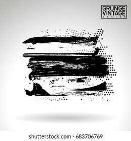Black brush stroke and texture. Grunge vector abstract hand - painted element. Underline and border design.