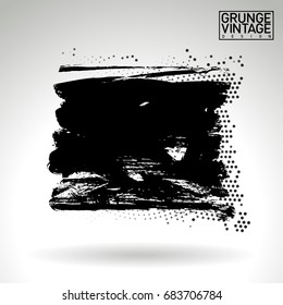 Black brush stroke and texture. Grunge vector abstract hand - painted element. Underline and border design.