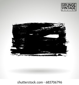 Black brush stroke and texture. Grunge vector abstract hand - painted element. Underline and border design.