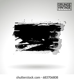 Black brush stroke and texture. Grunge vector abstract hand - painted element. Underline and border design.