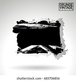 Black brush stroke and texture. Grunge vector abstract hand - painted element. Underline and border design.