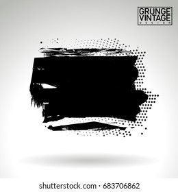 Black brush stroke and texture. Grunge vector abstract hand - painted element. Underline and border design.