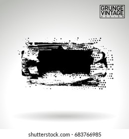 Black brush stroke and texture. Grunge vector abstract hand - painted element. Underline and border design.