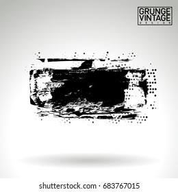 Black brush stroke and texture. Grunge vector abstract hand - painted element. Underline and border design.