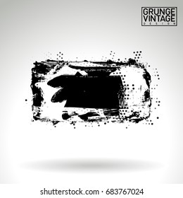 Black brush stroke and texture. Grunge vector abstract hand - painted element. Underline and border design.