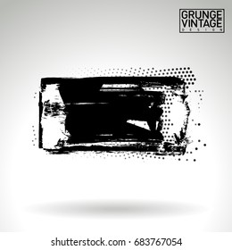 Black brush stroke and texture. Grunge vector abstract hand - painted element. Underline and border design.
