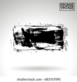 Black brush stroke and texture. Grunge vector abstract hand - painted element. Underline and border design.