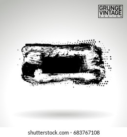 Black brush stroke and texture. Grunge vector abstract hand - painted element. Underline and border design.