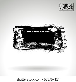 Black brush stroke and texture. Grunge vector abstract hand - painted element. Underline and border design.