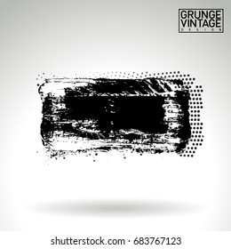 Black brush stroke and texture. Grunge vector abstract hand - painted element. Underline and border design.