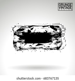Black brush stroke and texture. Grunge vector abstract hand - painted element. Underline and border design.