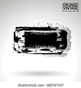 Black brush stroke and texture. Grunge vector abstract hand - painted element. Underline and border design.