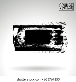 Black brush stroke and texture. Grunge vector abstract hand - painted element. Underline and border design.