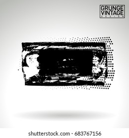 Black brush stroke and texture. Grunge vector abstract hand - painted element. Underline and border design.