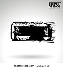 Black brush stroke and texture. Grunge vector abstract hand - painted element. Underline and border design.