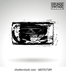 Black brush stroke and texture. Grunge vector abstract hand - painted element. Underline and border design.