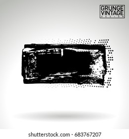 Black brush stroke and texture. Grunge vector abstract hand - painted element. Underline and border design.