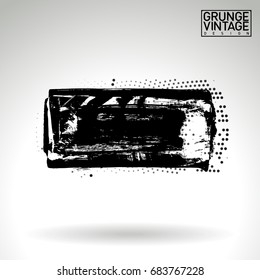 Black brush stroke and texture. Grunge vector abstract hand - painted element. Underline and border design.