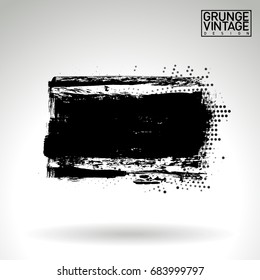 Black brush stroke and texture. Grunge vector abstract hand - painted element. Underline and border design.