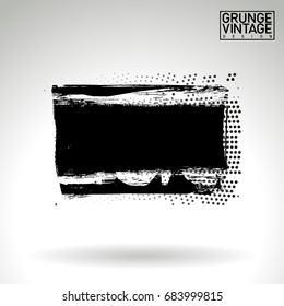 Black brush stroke and texture. Grunge vector abstract hand - painted element. Underline and border design.