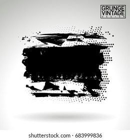 Black brush stroke and texture. Grunge vector abstract hand - painted element. Underline and border design.