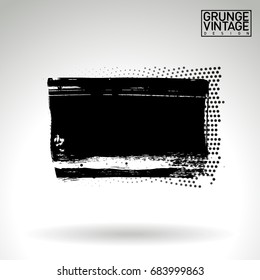 Black brush stroke and texture. Grunge vector abstract hand - painted element. Underline and border design.