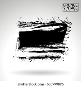 Black brush stroke and texture. Grunge vector abstract hand - painted element. Underline and border design.