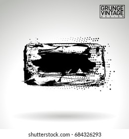 Black brush stroke and texture. Grunge vector abstract hand - painted element. Underline and border design.