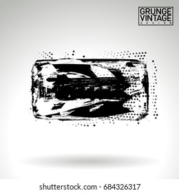 Black brush stroke and texture. Grunge vector abstract hand - painted element. Underline and border design.